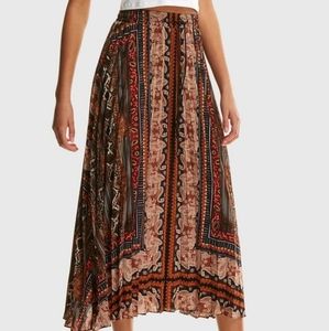 Boho Maxi Skirt in Multi Brown Print
